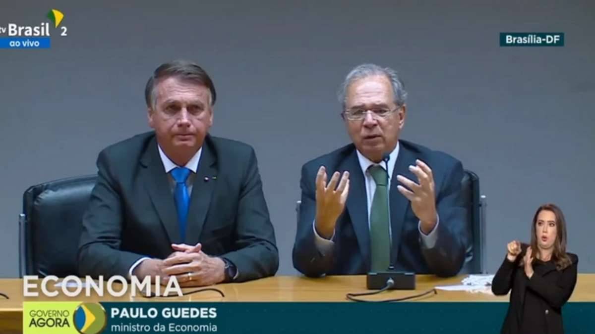 Presidente Jair Bolsonaro Ao Lado Do Ministro Da Economia, Paulo Guedes
