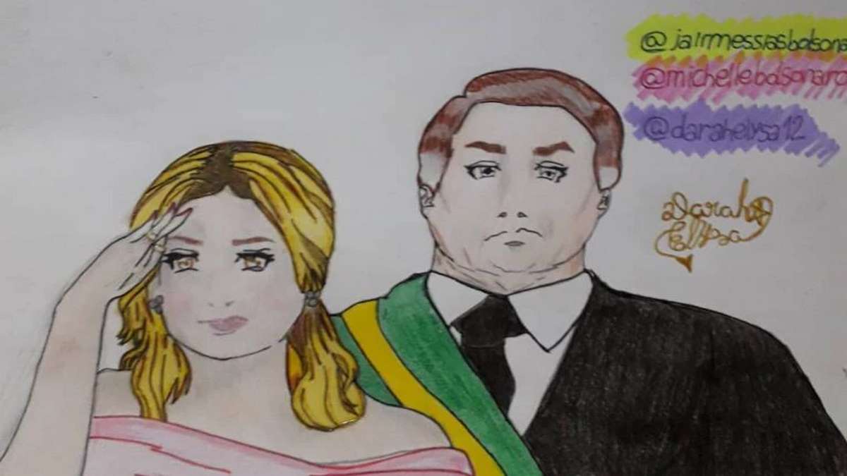 Desenho Do Casal Jair E Michelle Bolsonaro Feito Por Adolescente Autista Foto Arquivo Pessoal