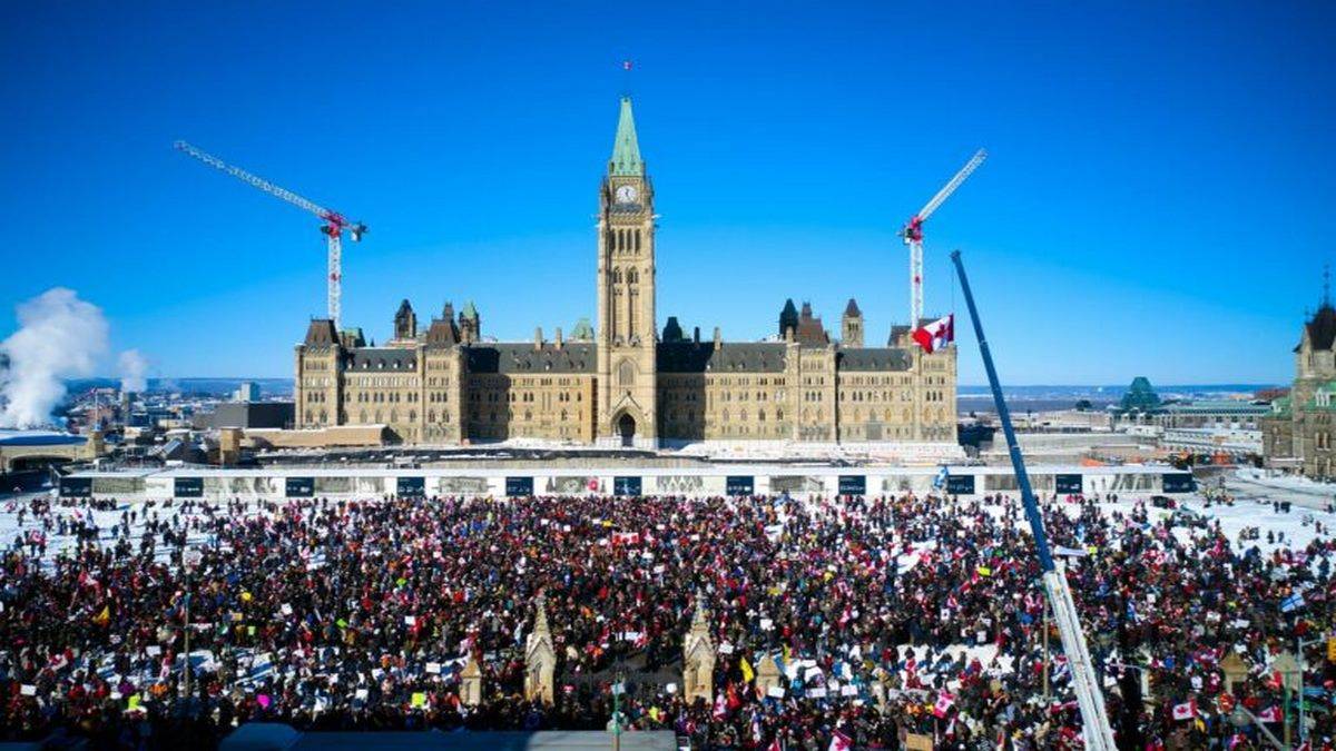 Protesto De Caminhoneiros Realizado Em Ottawa, No Canadá Foto EFE EPA Andre Pichette