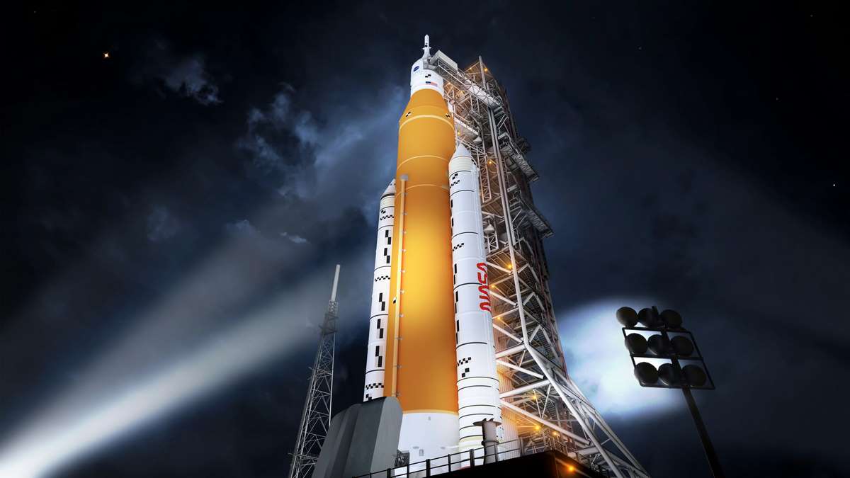 Foguete Space Launch System (SLS) Possui 98 Metros De Altura Foto Divulgação Nasa