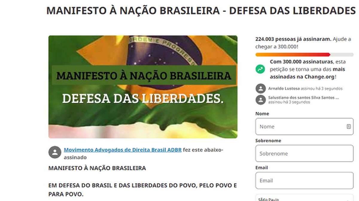 Manifesto Da Direita Em Defesa Da Democracia E Liberdades Ultrapassa 200 Mil Assinaturas Em 24 Horas