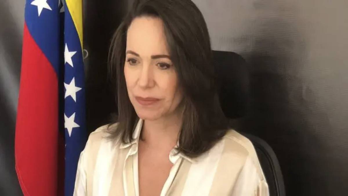 A Líder Da Oposição Da Venezuela, María Corina Machado, Durante Uma Entrevista Coletiva