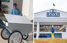 Ultramaratonista percorre 2 mil km empurrando carrinho com carnes para visitar todas as lojas Havan de Santa Catarina