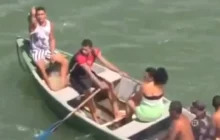 Mulher é resgatada de tribunal do crime em Natal após helicóptero localizar barco no Rio Potengi
